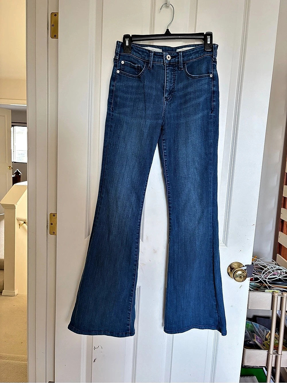 Pilcro High-Rise Flare Jeans in Blue Size Small (26)